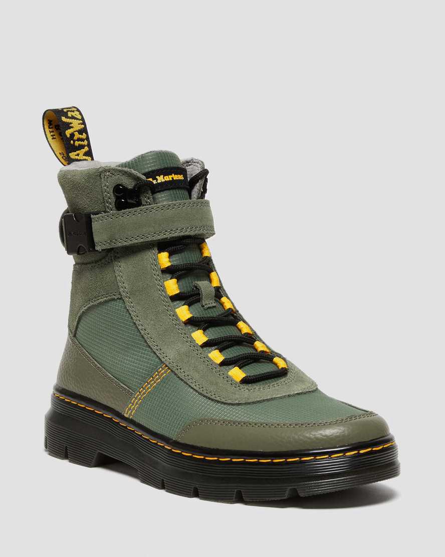 Botines Dr Martens Combs Tech Milled Nappa & Suede Mujer Kaki Verde España | 62108-RYJV