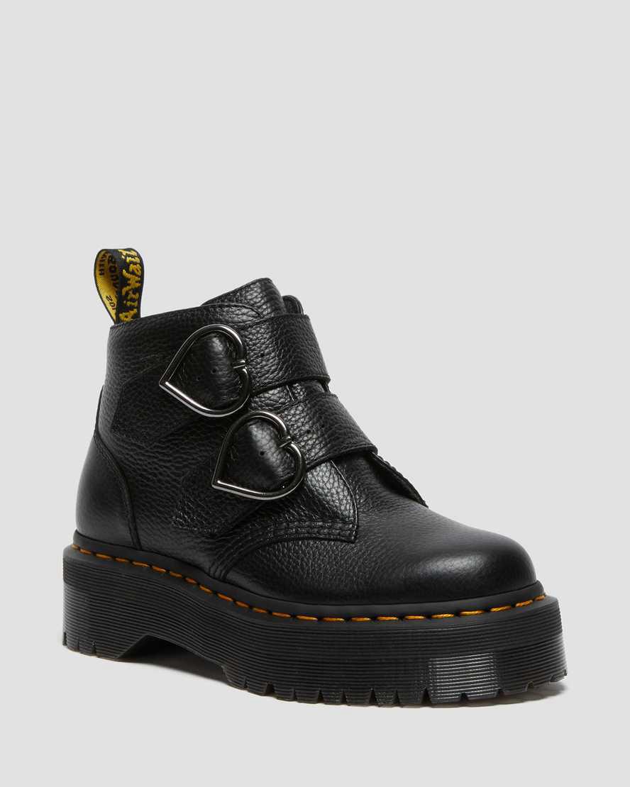 Botines Dr Martens Devon Heart Leather Platform Mujer Negras España | 06547-CNUB