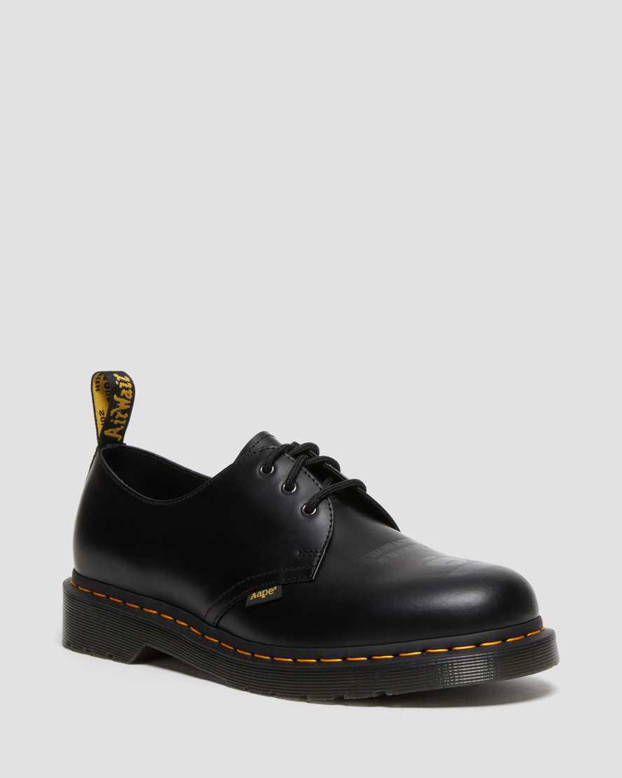 Zapatos Oxford Dr Martens 1461 AAPE Smooth Leather Mujer Negras España | 57921-AZTN