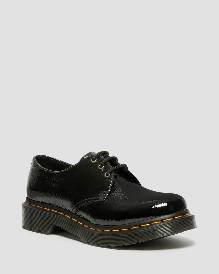 Zapatos Oxford Dr Martens 1461 Distressed Patent Mujer Negras España | 48690-OBKJ