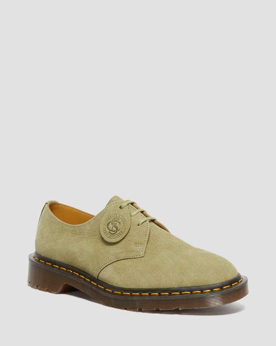 Zapatos Oxford Dr Martens 1461 Made in England Nubuck Leather Mujer Verde España | 95204-LUDC