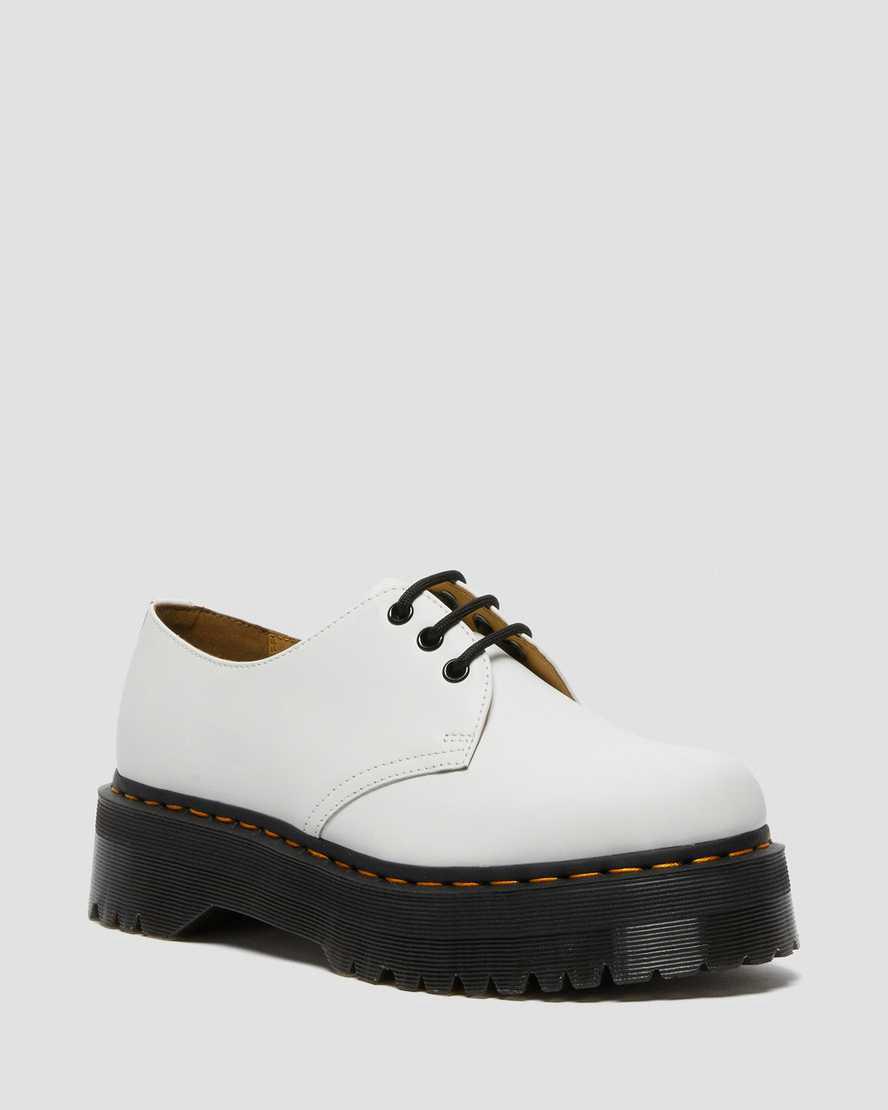 Zapatos Oxford Dr Martens 1461 Smooth Leather Platform Mujer Blancas España | 09325-BHYF