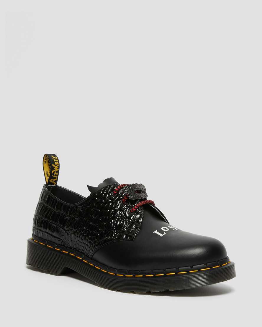 Zapatos Oxford Dr Martens 1461 WB Lost Boys Leather Mujer Black/New Vibrance Croco España | 16890-YGJB