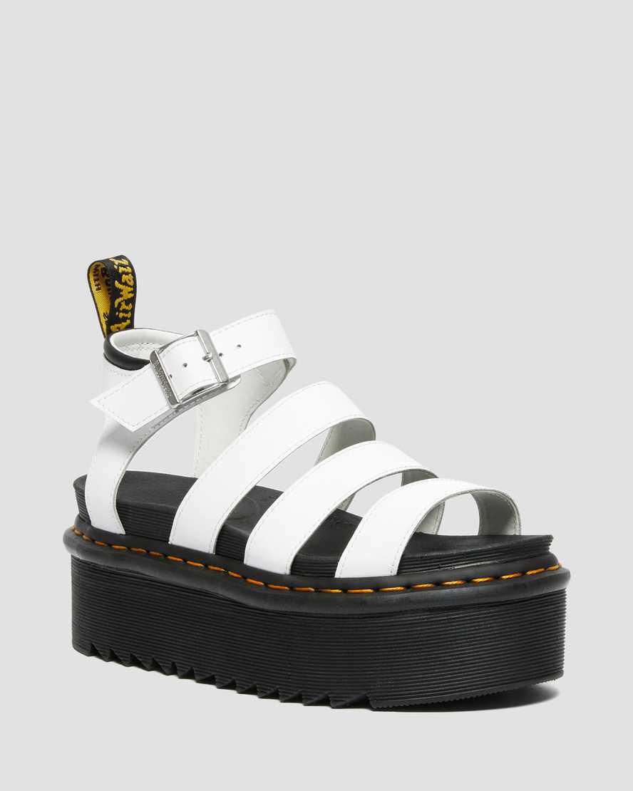 Sandalias De Gladiador Dr Martens Blaire Hydro Leather Platform Strap Mujer Blancas España | 09536-DRAV