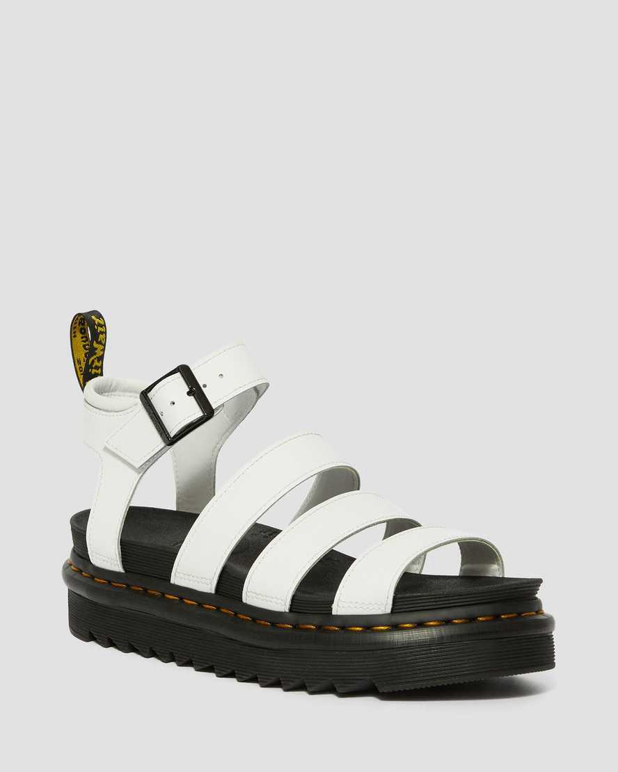 Sandalias De Gladiador Dr Martens Blaire Hydro Leather Strap Mujer Blancas España | 19263-PSNE