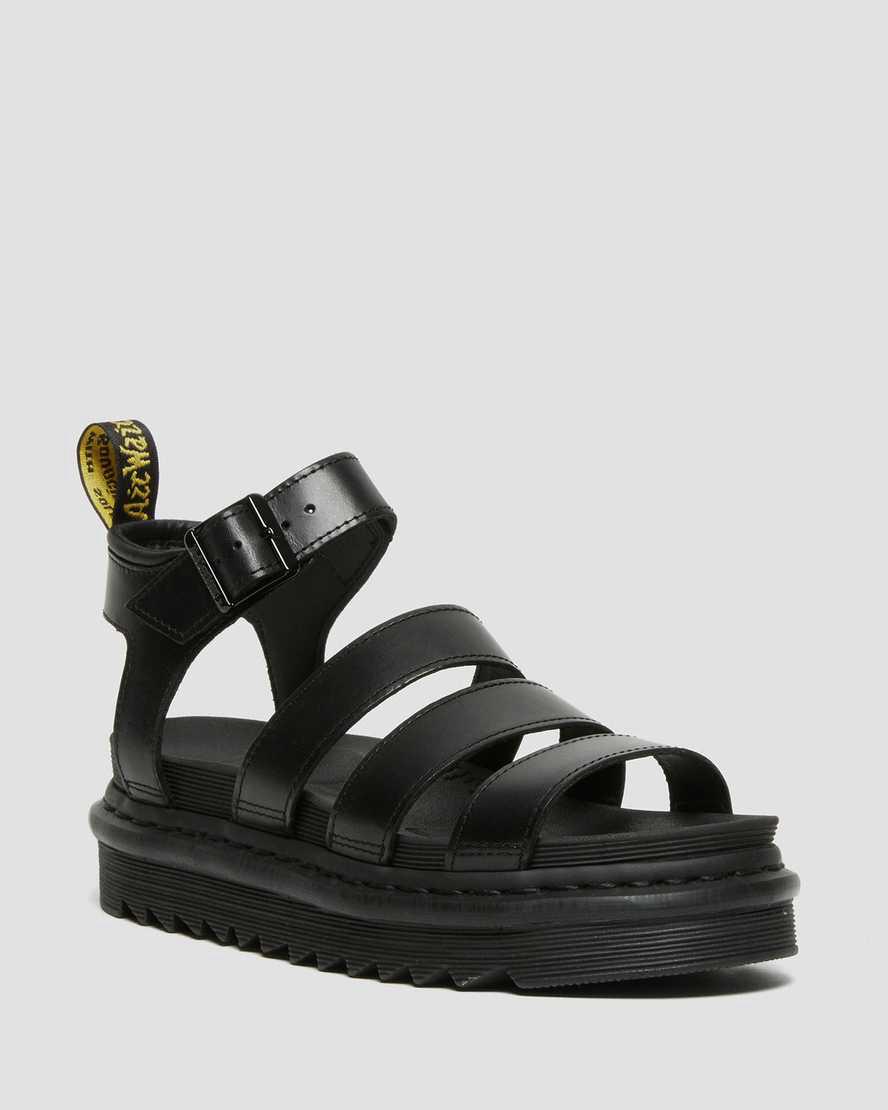 Sandalias De Gladiador Dr Martens Blaire Brando Leather Strap Mujer Negras España | 47052-ARDO
