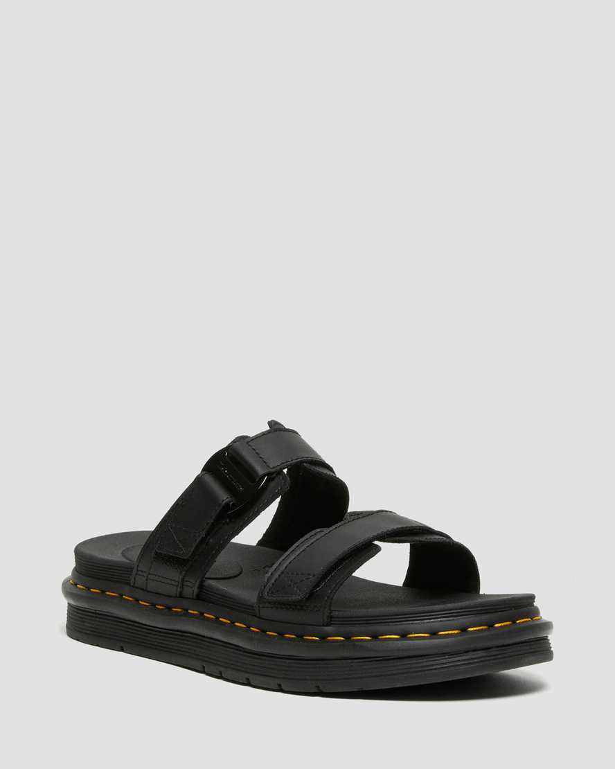 Sandalias Dr Martens Chilton Leather Slide Hombre Negras España | 31068-AXDO