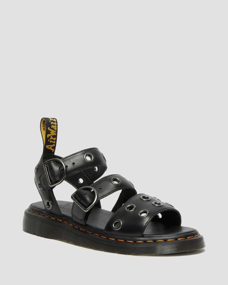 Sandalias Dr Martens Gryphon Hardware Brando Leather Hombre Negras España | 91680-AVQT