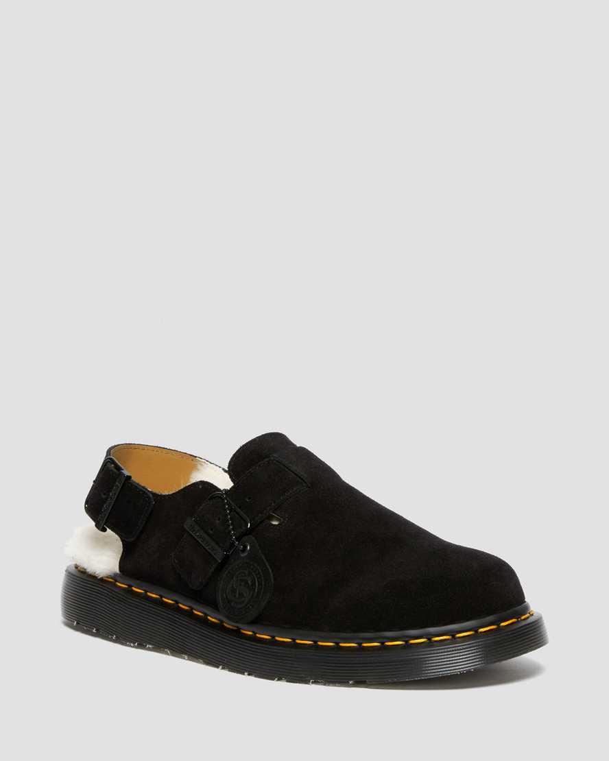Sandalias Dr Martens Jorge Made in England Shearling Slingback Mule Hombre Negras España | 01825-MBWT