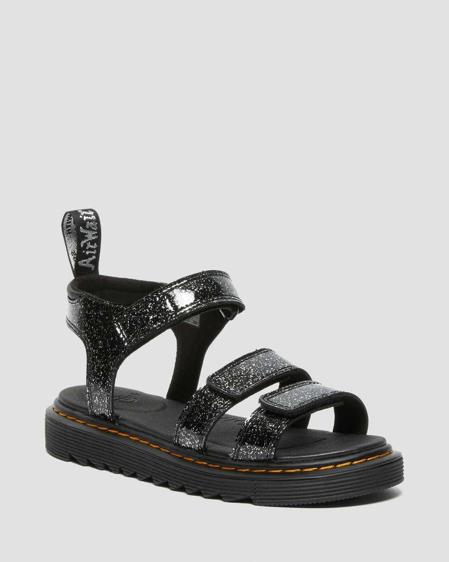 Sandalias Dr Martens Junior Klaire Glitter Niños Negras España | 63794-YKPF