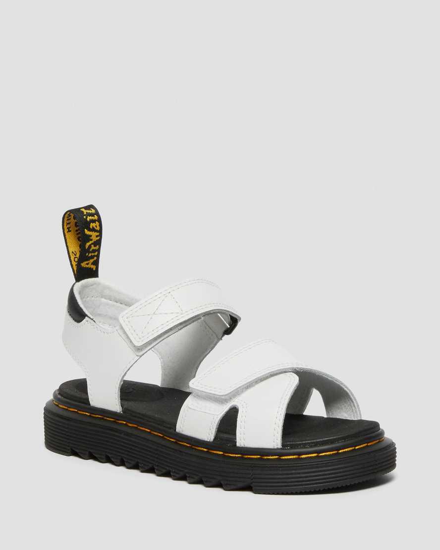 Sandalias Dr Martens Junior Vossie Leather Niños Blancas España | 06791-KFAL
