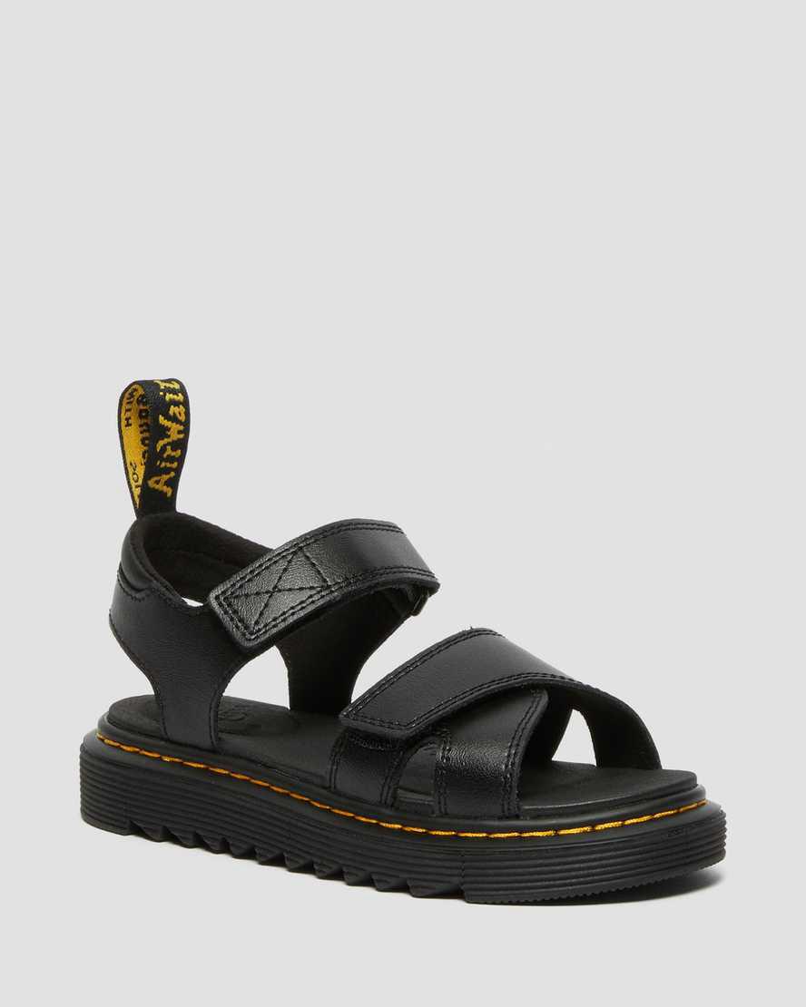 Sandalias Dr Martens Junior Vossie Leather Niños Negras España | 97431-EAXI