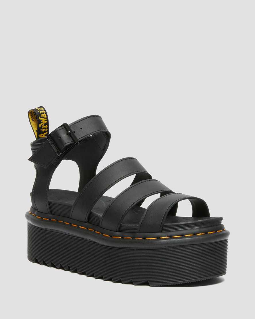 Sandalias de Plataforma Dr Martens Blaire Hydro Leather Strap Mujer Negras España | 26071-RLJI