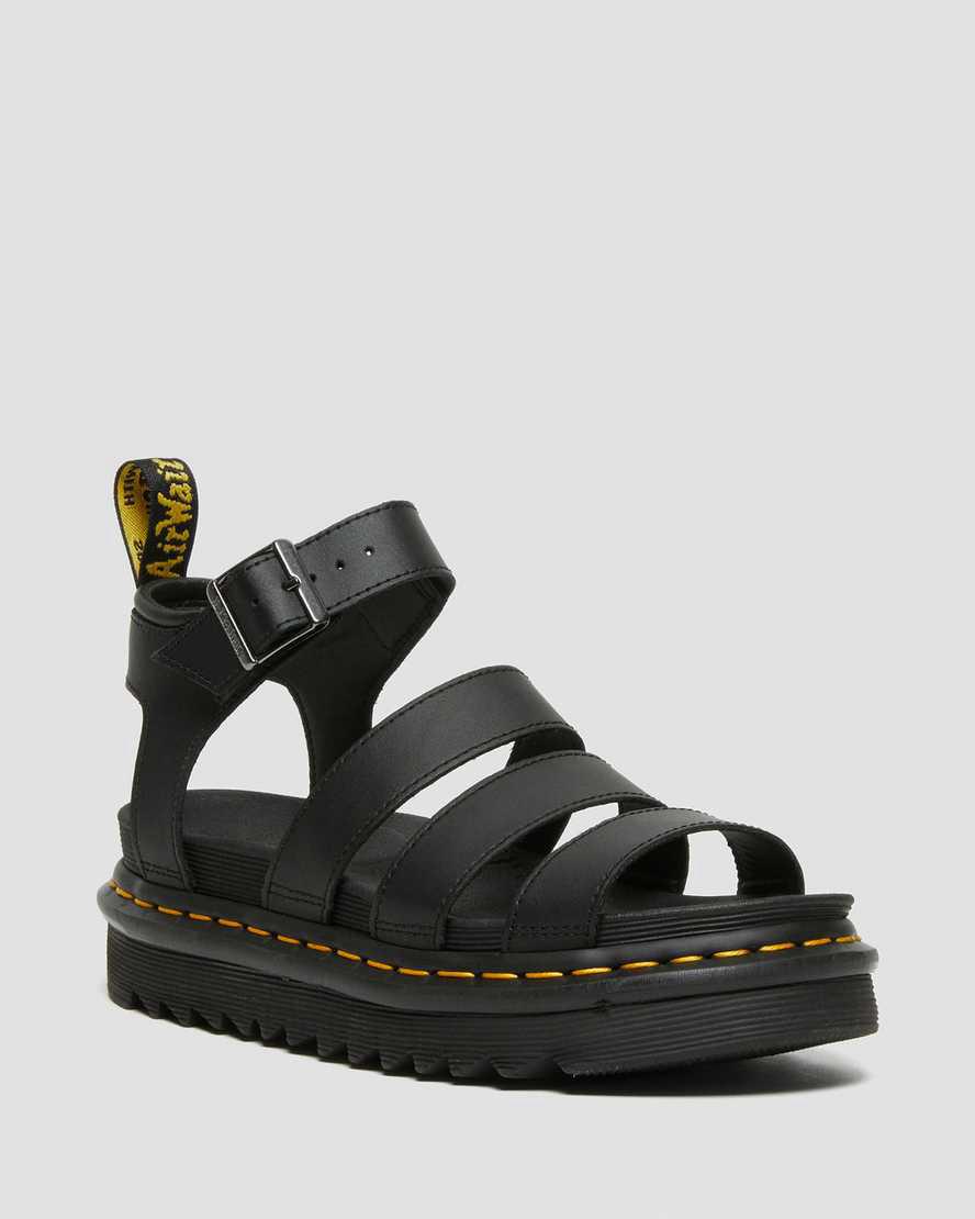 Sandalias de Plataforma Dr Martens Blaire Hydro Leather Strap Mujer Negras España | 35412-UATW