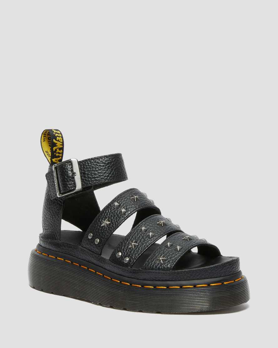 Sandalias de Plataforma Dr Martens Clarissa Milled Nappa Strap Mujer Negras España | 42987-QYZT