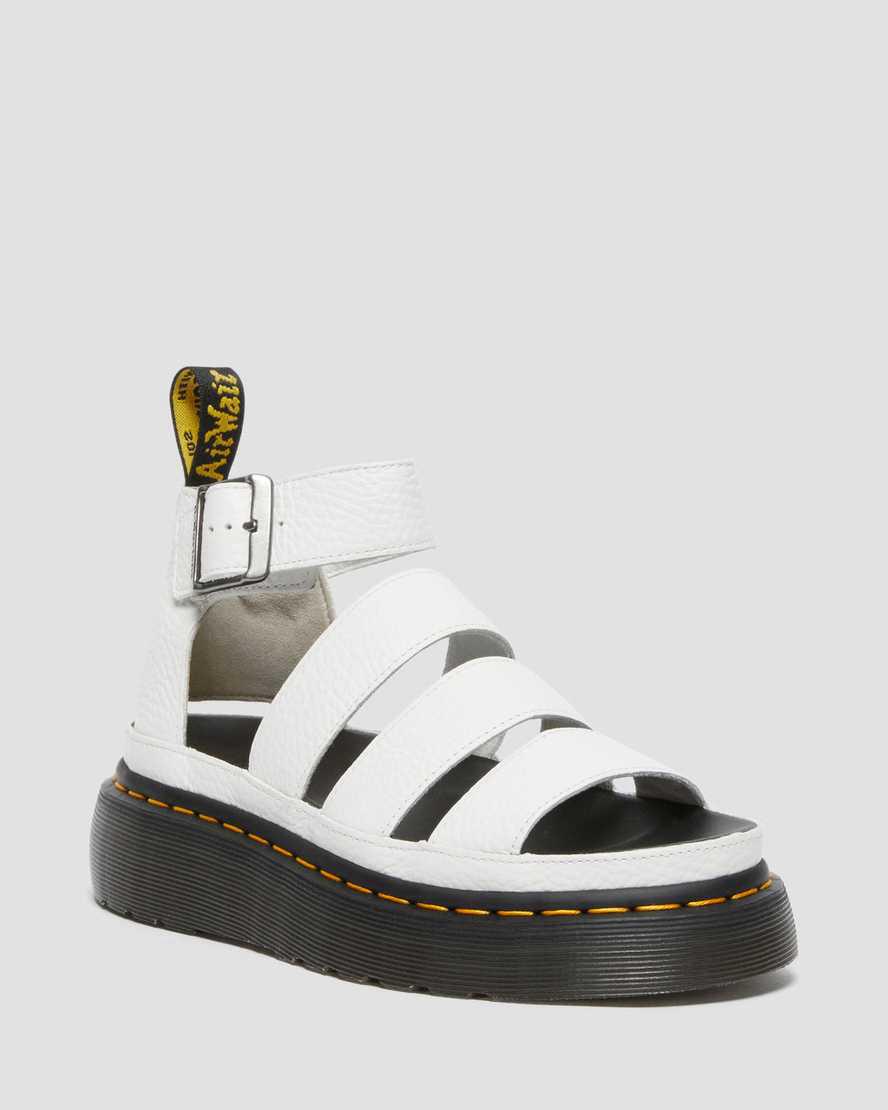 Sandalias de Plataforma Dr Martens Clarissa II Leather Mujer Blancas España | 97502-VPZB