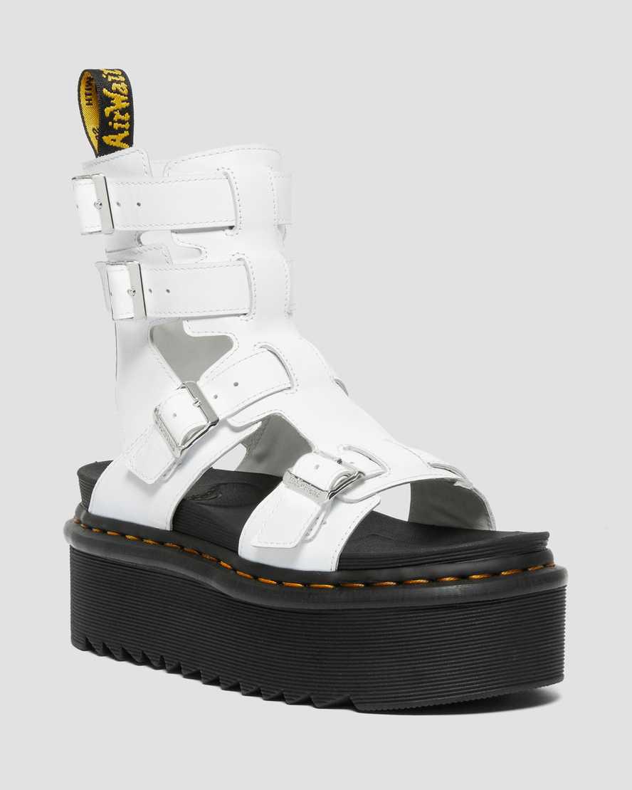 Sandalias de Plataforma Dr Martens Giavanna Leather Gladiator Mujer Blancas España | 71936-TXHZ