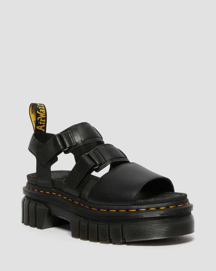 Sandalias de Plataforma Dr Martens Ricki Nappa Lux Leather 3-Strap Mujer Negras España | 91267-QXGT