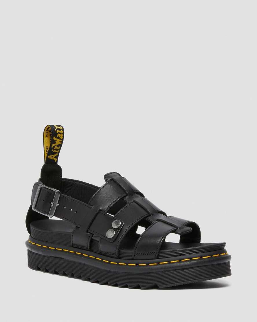 Sandalias de Plataforma Dr Martens Terry Leather Strap Mujer Negras España | 27910-JTHG